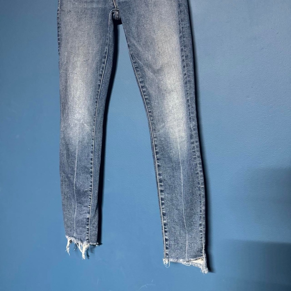 Mother The Stunner Zip Ankle Step Fray Jeans Women's Size 25 Light Wash Skinny - Picture 5 of 8
